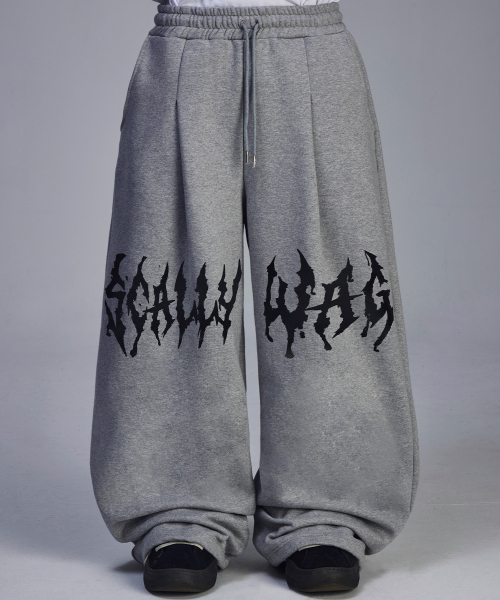 스켈리웩() 글리터 레터링 기모 트레이닝 팬츠[그레이] 상품 이미지