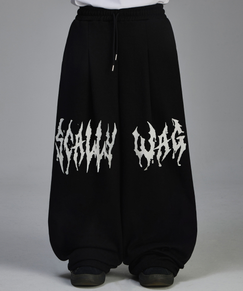 스켈리웩() 글리터 레터링 기모 트레이닝 팬츠[블랙] 상품 이미지