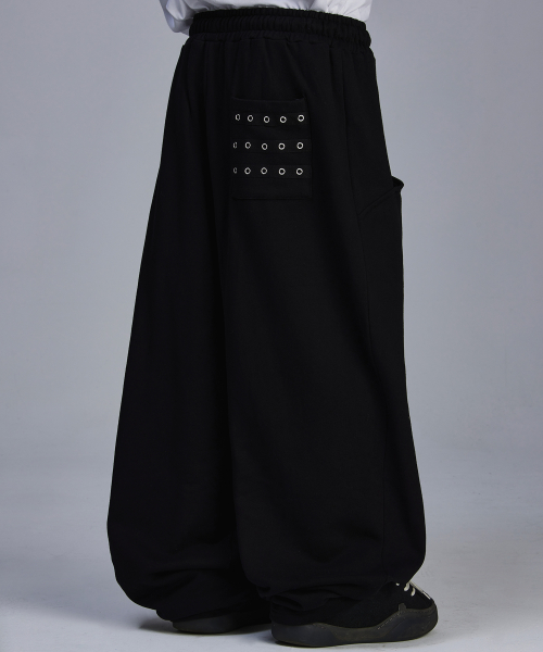 스켈리웩() 백 포켓 아일렛 스웨트 팬츠[블랙] 상품 이미지