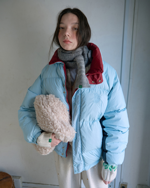 280. Двусторонний пуховик, Sky Blue / Red
