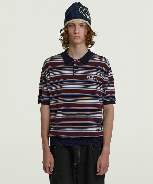 Script Knit Polo Navy