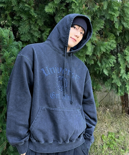 Худи с логотипом pigment dying, Navy