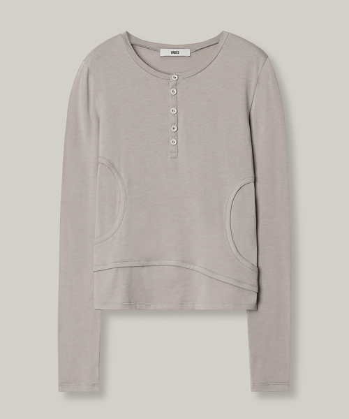 Двуслойная футболка с вырезами - Light Grey