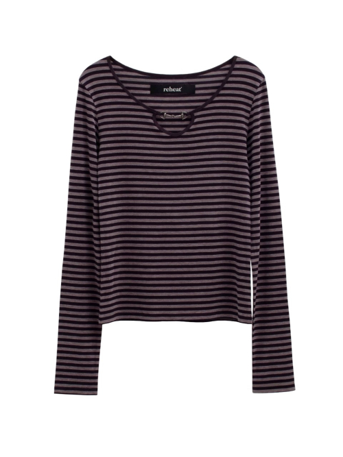 HORSEBIT DETAIL STRIPE TOP_PURPLE