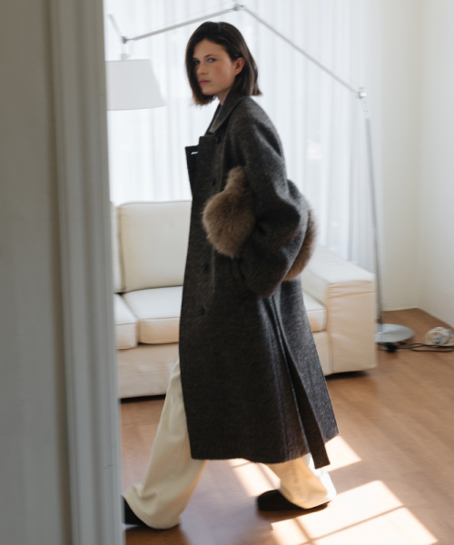 ALPACA VINTAGE ROBE COAT BROWN