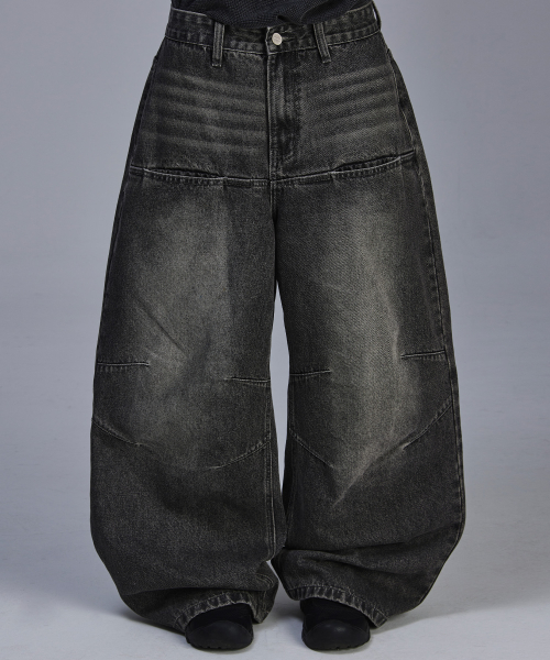 스켈리웩() 프론트 포켓 파라슈트 워싱 데님 팬츠[블랙] 상품 이미지