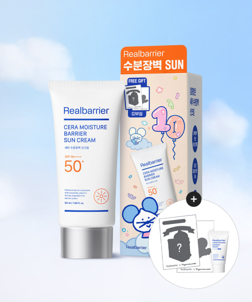 리얼베리어() [포곤빌리지 기획세트] 세라 수분장벽 선크림 50ml (띠부씰 랜덤 증정)  (증정 익스트림 크림 25ML) 상품 이미지