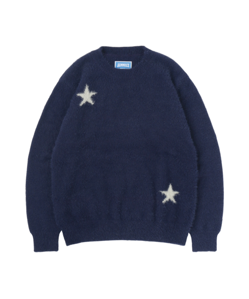 Stars Shaggy Sweater - Navy