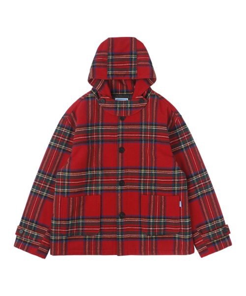 Tartan Hooded Coat - Red