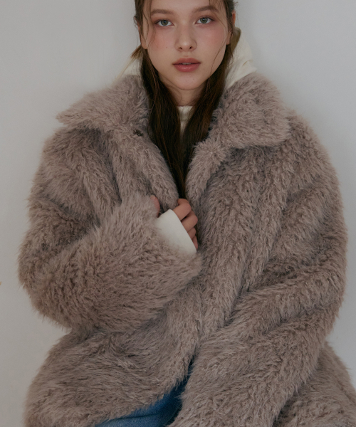 Куртка из эко-меха Curly Inner Fleece - Cocoa