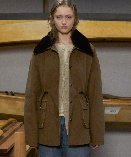 Vanves washed half jacket (khaki brown)