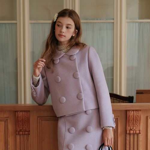 Cest_Lavender button wool jacket