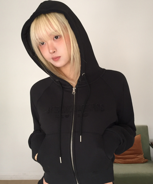 LUVISTRUE X MEANINGLESS SLIMFIT HOOD ZIPUP(BLACK)