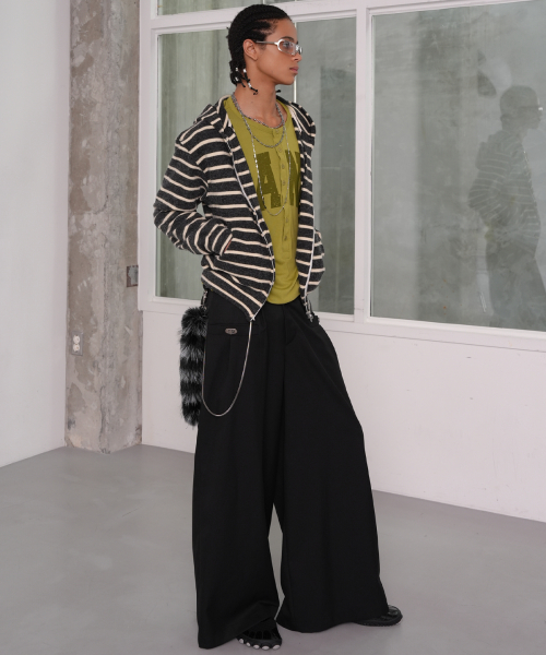 Bag buckle detail wide pants (black)
