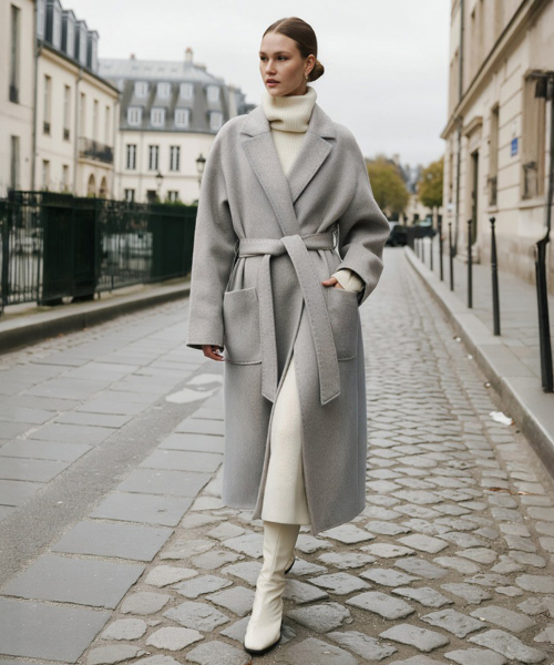 Пальто FW Lorena из 100% кашемира, Light Grey