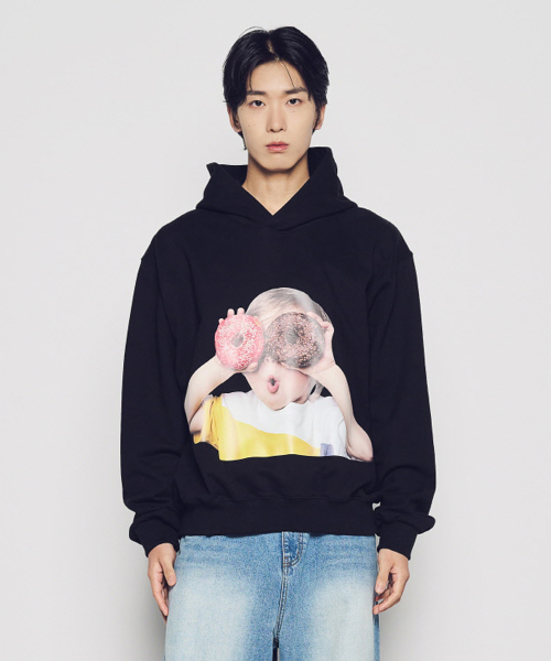 NEW ADLV BABY FACE DONUTS 1 HOODIE BLACK