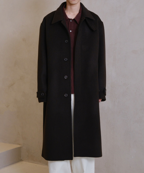 CASHMERE LAMBSWOOL UNIFORM MAC COAT (BROWN)