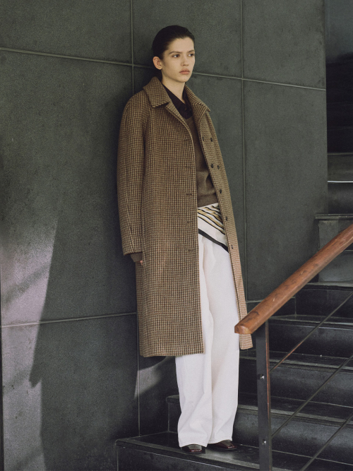 Round-Shoulder Vintage-check Mac Coat SW5WH423-48
