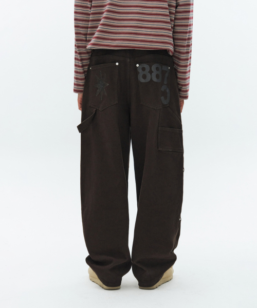 Rivet Embroidery Carpenter Trouser-Khaki