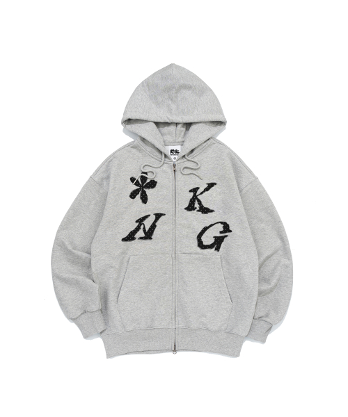 FLOWER DOT GRAPHIC с капюшоном ZIP-UP  (MELANGE)
