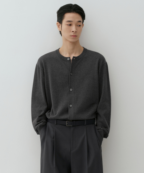 무신사 스탠다드() 워셔블 수피마 코튼 라운드 넥 가디건 [미디엄 그레이] 상품 이미지