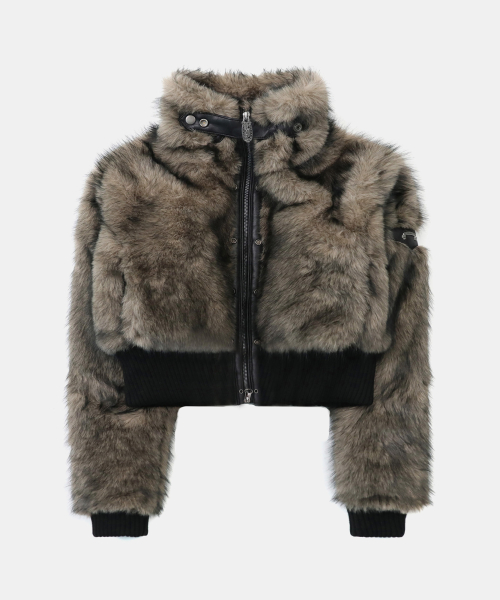 Viper81 High Neck Fur Jacket - Coyote