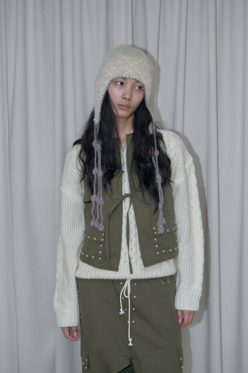 Studded Vest  (Khaki)