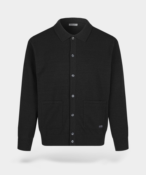 Мягкий стирающийся кардиган с воротником, Black