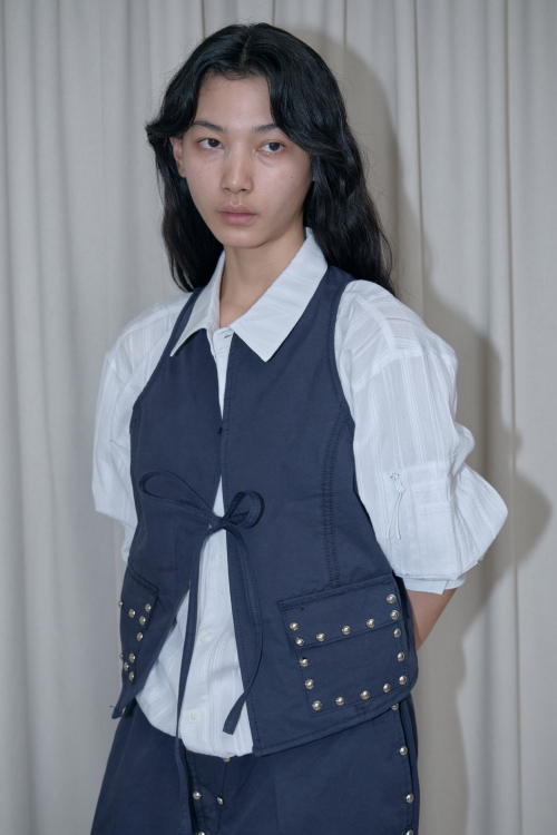Studded Vest  (Navy)
