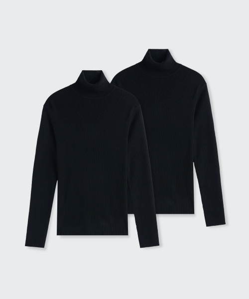 무신사 스탠다드 우먼() 우먼즈 리브드 슬림 터틀 넥 니트 2팩 상품 이미지