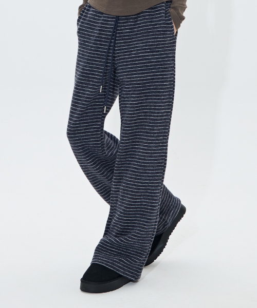 пушистый Stripe брюки  (NAVY)