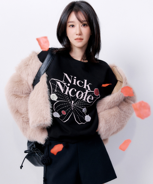 BUTTERFLY ROSE SIGNATURE SWEATSHIRT_BLACK PINK