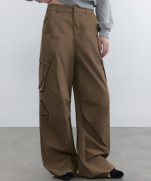 Карго широкого кроя с защипами [Khaki]