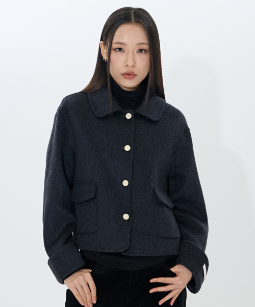 Pure touch шерстяной coat  (BLACK)