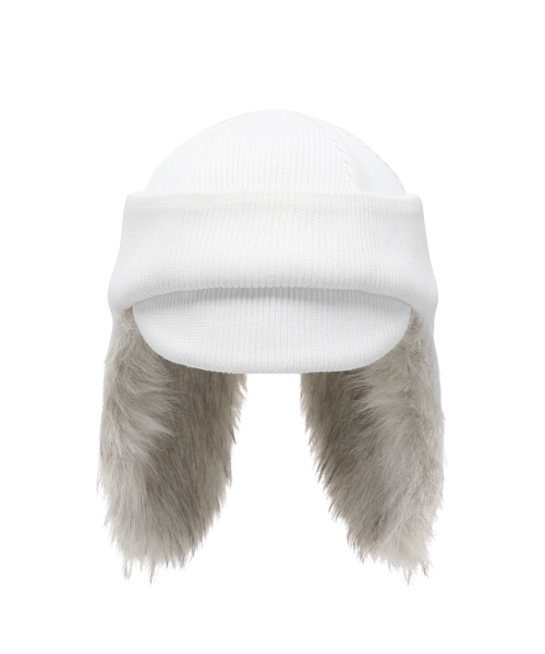 FUR EARFLAP BEANIE IVORY