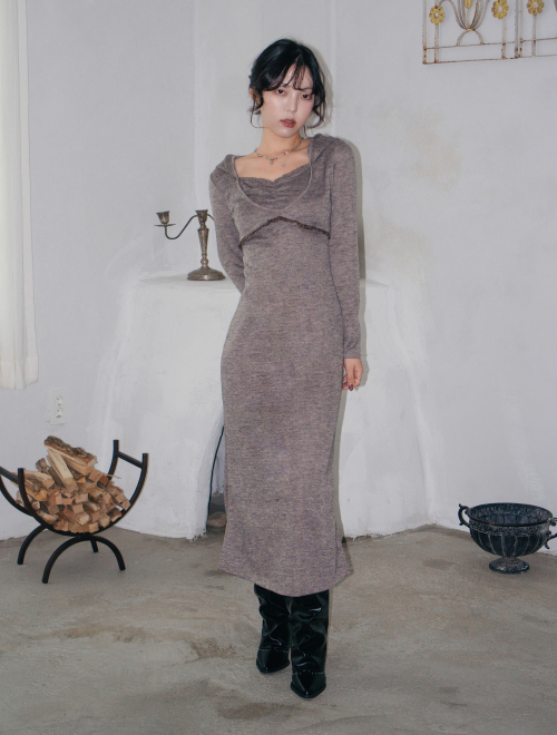미미몽드 Lace hoodie dress(Sand)