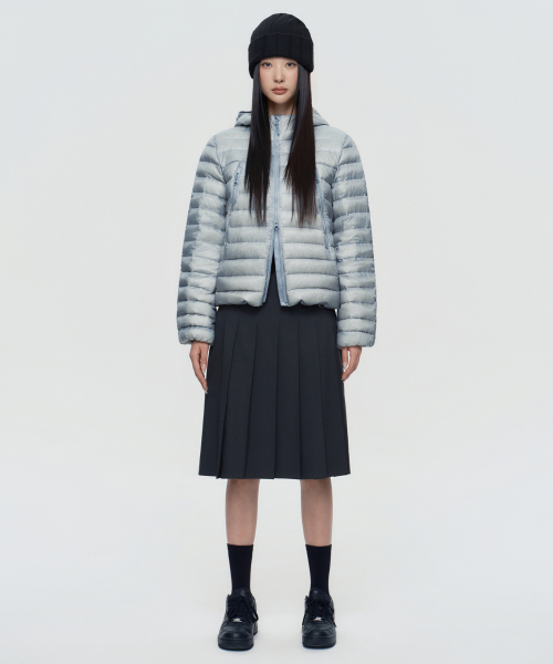 무신사 스탠다드 우먼() [시티 레저] 우먼즈 시어 립스탑 후디드 라이트 다운 재킷 [클라우디 블루] 상품 이미지