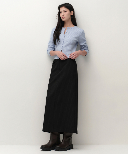 무신사 스탠다드 우먼() 우먼즈 케이블 라운드 넥 가디건 [스카이 블루] 상품 이미지