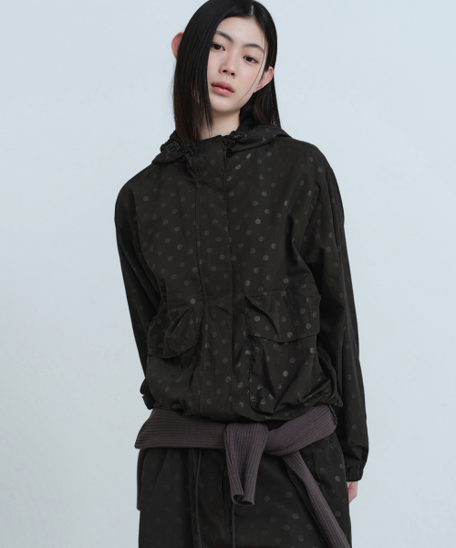 Women's Polka Dot Windbreaker Jacket [Black] preview