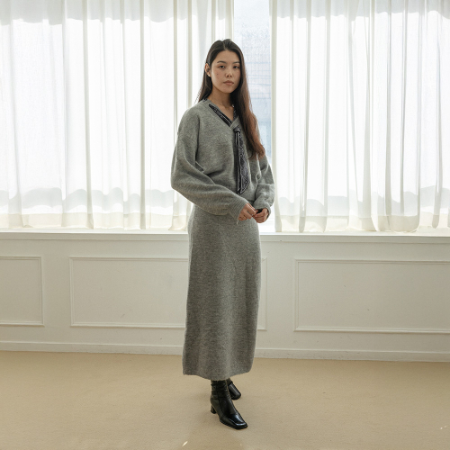 LS_Silk scarf knit two-piece set_2color