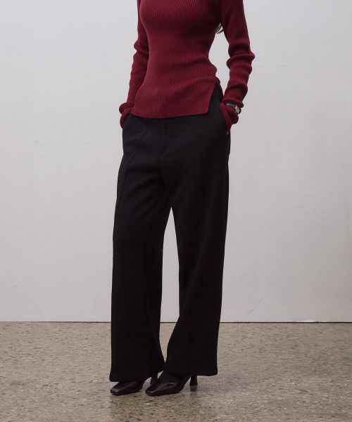 WOOL BUTTON POCKET PANTS (BLACK)