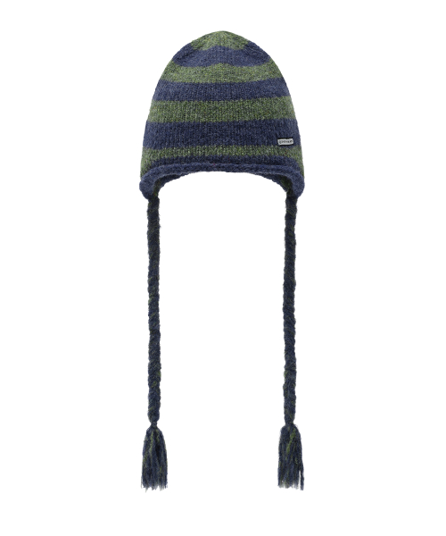 EAR FLAP STRIPE BEANIE GREEN