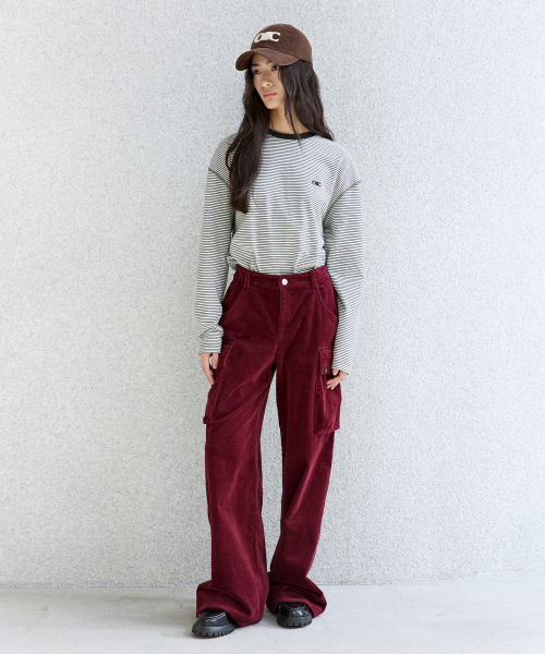 Вельветовые брюки карго BURGUNDY