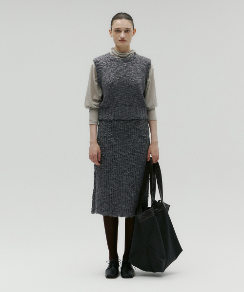 BOLD KNIT WOOL VEST [GREY]