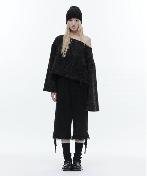 W WIDE NECK SWEATER CHARCOAL