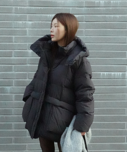 (JP-583)DUCK DOWN HOODY HALF PADDING
