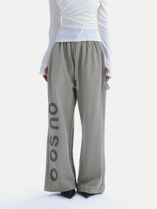 LETTERING COTTON JOGGER PANTS_ KHAKIBEIGE