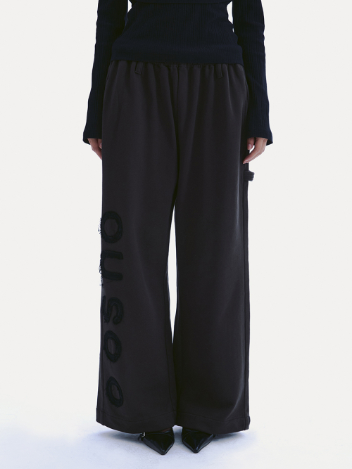 LETTERING COTTON JOGGER PANTS_ CHARCOAL