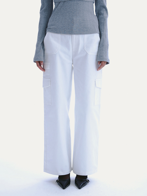 COTTON UTILITY CARGO PANTS_ WHITE