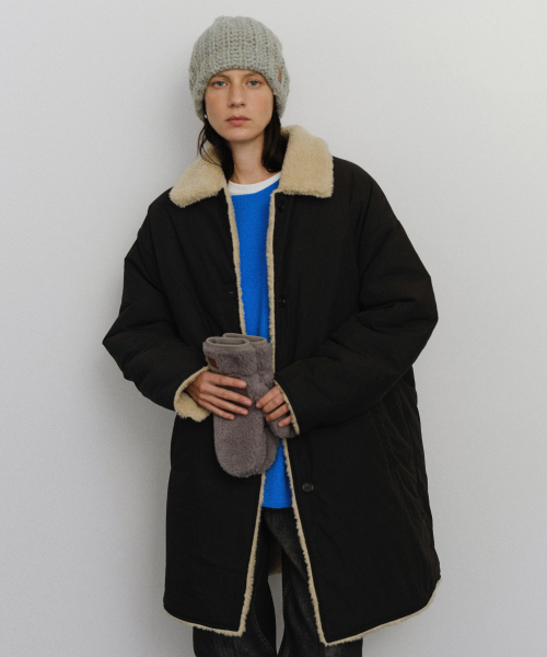 Reversible shearing padded coat_Black